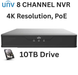 Uniview NVR301-08X-P8/10TB Easy X-P Series 8 Channel NVR 80Mbps Max Throughput - 10TB with Built-in 8 Port PoE