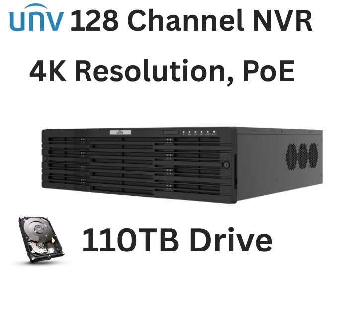 NVR516-128/110TB Uniview Pro Series 128 Channel NVR 512Mbps Max Throughput - 110TB
