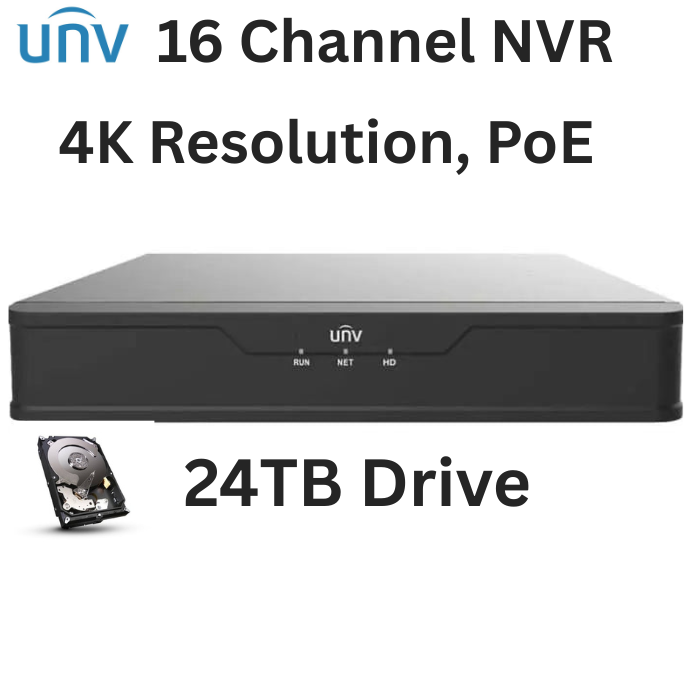 NVR302-16S2-P16-24TB Uniview Easy S2-P Series 16 Channel NVR 160Mbps Max Throughput - 24TB with Built-in 16 Port PoE