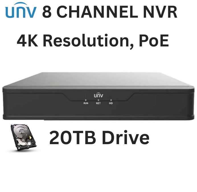 Uniview  NVR302-08S2-P8-20TB Easy S2-P Series 8 Channel NVR 160Mbps Max Throughput - 20TB with Built-in 8 Port PoE