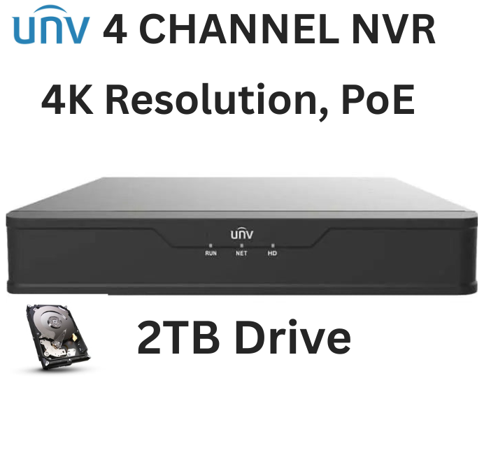 Uniview  NVR301-04X-P4/2TB Easy X-P Series 4 Channel NVR 80Mbps Max Throughput - 2TB with 4 Port PoE