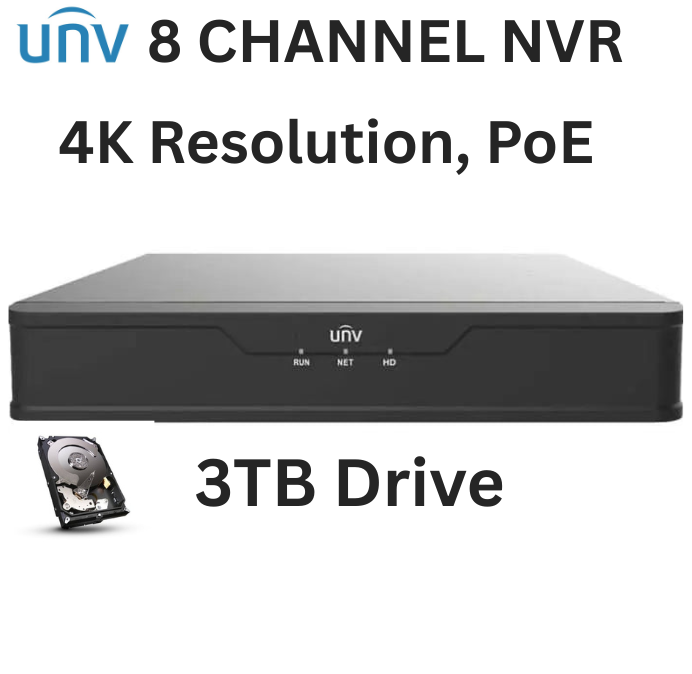 Uniview  NVR302-08S2-P8-3TB Easy S2-P Series 8 Channel NVR 160Mbps Max Throughput - 3TB with Built-in 8 Port PoE