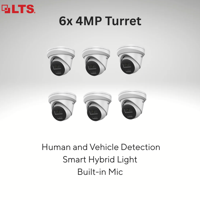 6x CMIP1342WE-28MDA, 4MP Dual Light,Turret, 2.8mm, Built-in Mic, True WDR, DC 12V/PoE., MD 2.0 - Human and Vehicle Detection