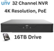 NVR304-32S-P16/16TB Uniview Easy S-P Series 32 Channel NVR 160Mbps Max Throughput - 16TB w/ Built-in 16 Port PoE