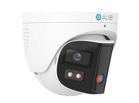 Alibi ALI-PTF80-VLUAIS-D Vigilant Performance Series 8MP IP Vandal Turret 98 ft IR-IllumiNite 180 degree FOV Starlight SmartSense Red-Blue Strobe & Audio Message