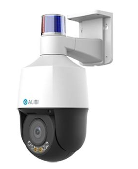 Alibi ALI-PZ51-LUZAIS-D Vigilant 5MP IP 5x Outdoor Mini PTZ 164 ft IR 49 ft IllumiNite Starlight SmartSense Camera with Built-in Mic, Speaker, Alarm, and Red-Blue Strobe Light