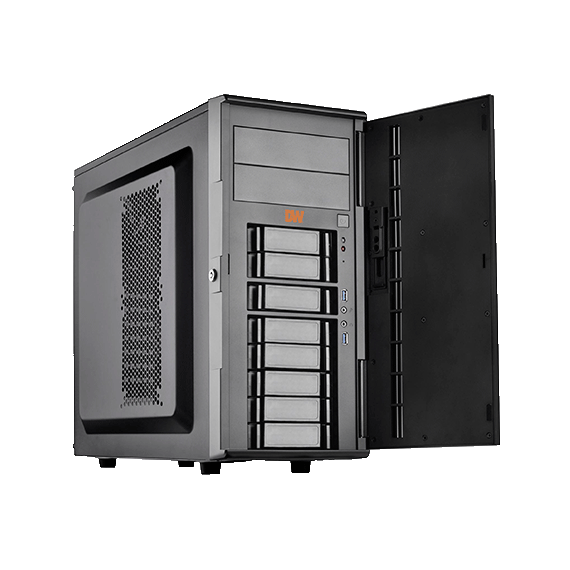 Digital Watchdog DW-BJT7196TLX IP - NVR 96TB Blackjack tower, Ubuntu Linux OS on SSD, 600Mbps throughput, Intel i7, 16GB RAM, hot-swappable, 96TB storage, UL