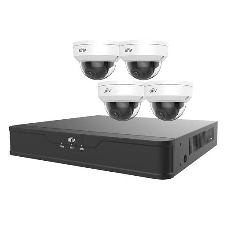 EK-S31P4D44T1-V2 Uniview Easy S3-P Series 4 Channel NVR 64Mbps Max Throughput - 1TB Built-in 4 Port PoE and 4 x EC-D4F28M 4MP Dome IP Security Camera