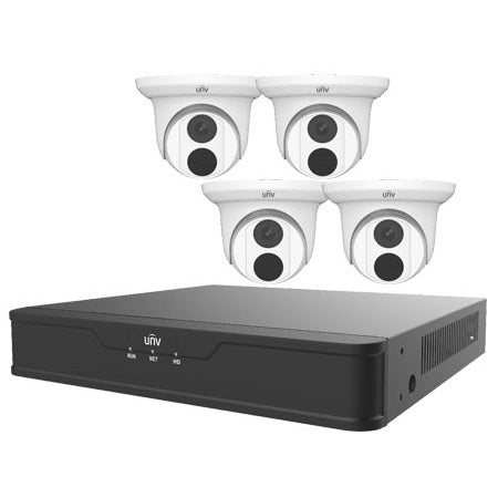 EK-S31P4T44T1-V2 Uniview Easy S3-P Series 4 Channel NVR 64Mbps Max Throughput - No HDD with 4 Port PoE with 4 x EC-T4F28M 4MP Turret IP Security Camera