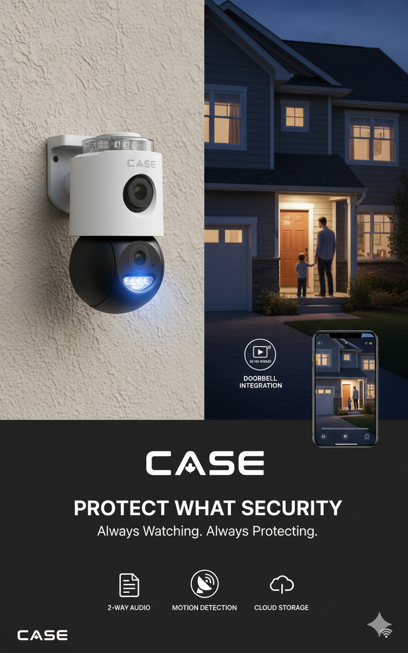 CASE CS-P63N 6MP Wi-Fi PT Security Camera | 4mm Lens | Smart IR Night Vision 30m | Two-Way Audio | IP66 Weatherproof Outdoor Surveillance Camera Smart IR |POE, IP66 Rating |NDAA Compliant |6-year warranty