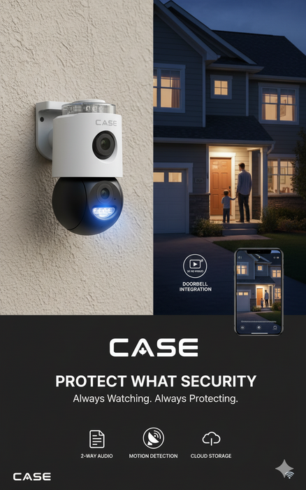 CASE CS-P63N 6MP Wi-Fi PT Security Camera | 4mm Lens | Smart IR Night Vision 30m | Two-Way Audio | IP66 Weatherproof Outdoor Surveillance Camera  Smart IR |POE, IP66 Rating |NDAA Compliant |6-year warranty