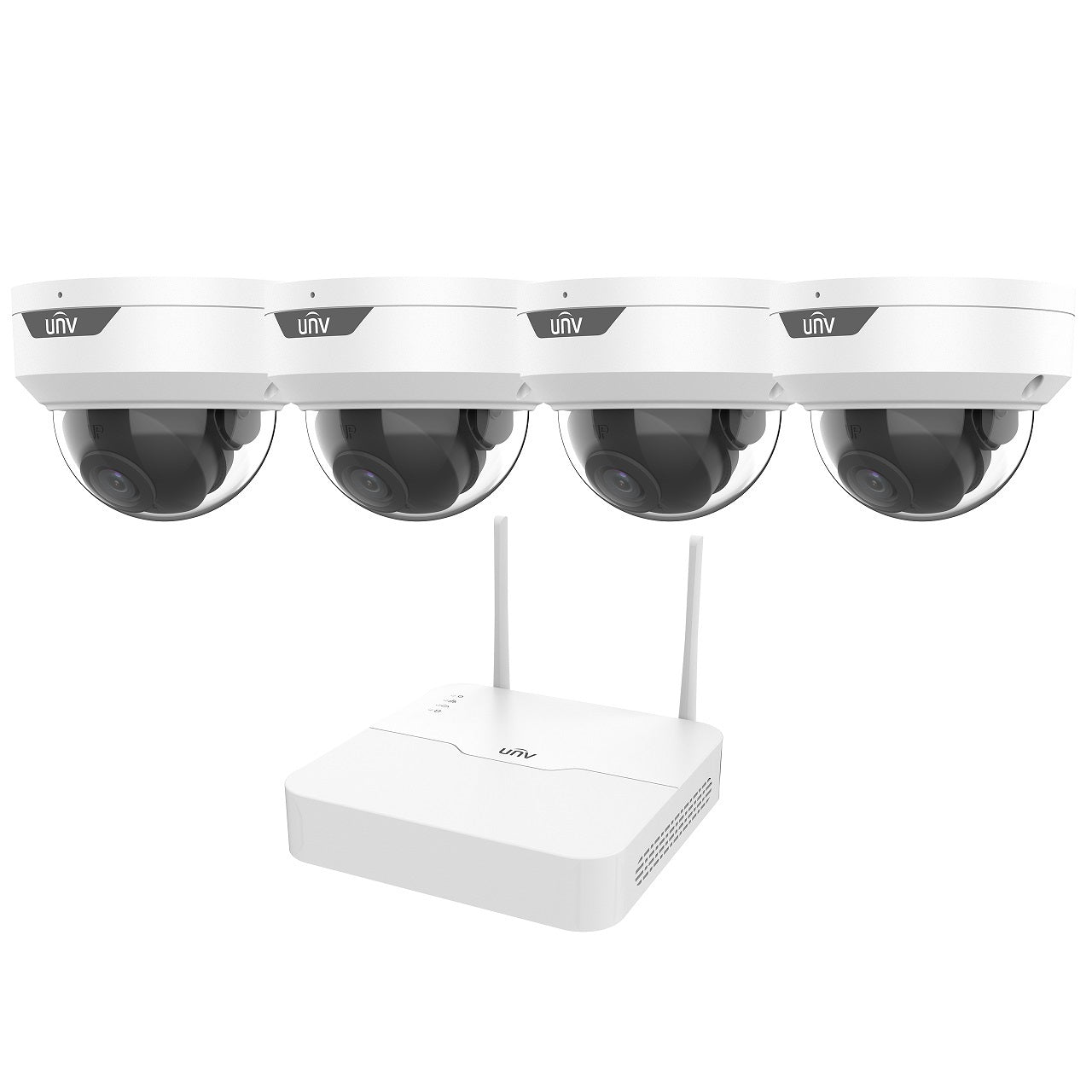 KIT/NVR301-04LS3-W/4xIPC322LB-AF28WK-G Uniview Easy Series 4 Channel NVR Wi-Fi Max Throughput - No HDD and 4 x 1080p Dome IP Security Cameras