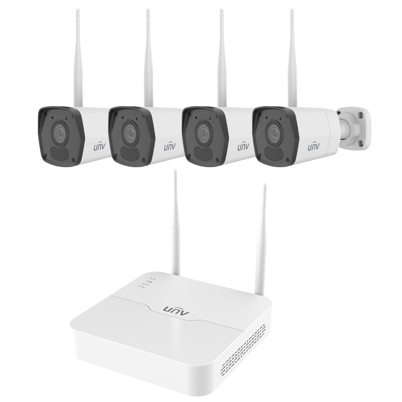KIT/NVR301-08S4-LW/4xIPC2122LB-AF28WK-WF Uniview Easy Series 8 Channel NVR Wi-Fi Kit 64Mbps Max Throughput - No HDD and 4 x 2.8mm 1080p Bullet IP Security Cameras