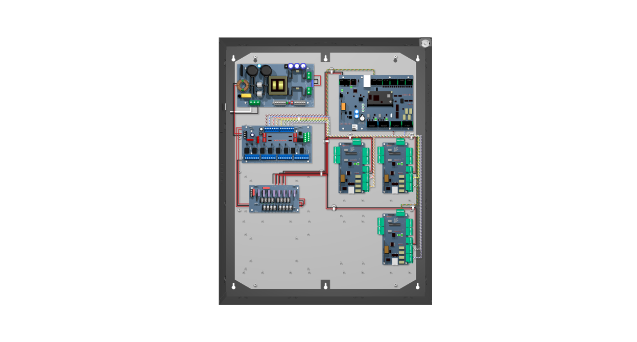 Hanwha  NOA-E2PW8 8-doorEnclosure Kit | Prewired for 1 × 2-Door Network Controller (IC2) and 3 × Downstream Reader Interfaces (RI2M)