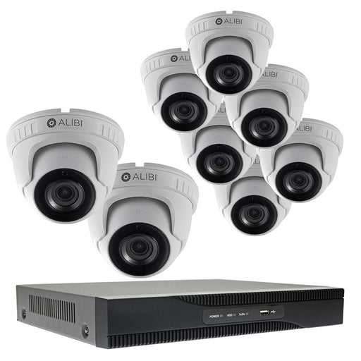 8-Camera 5.0 Megapixel 135' IR HD-TVI Hybrid+ Outdoor Security Camera System With 16-Channel DVR - Alibi - Ally Security