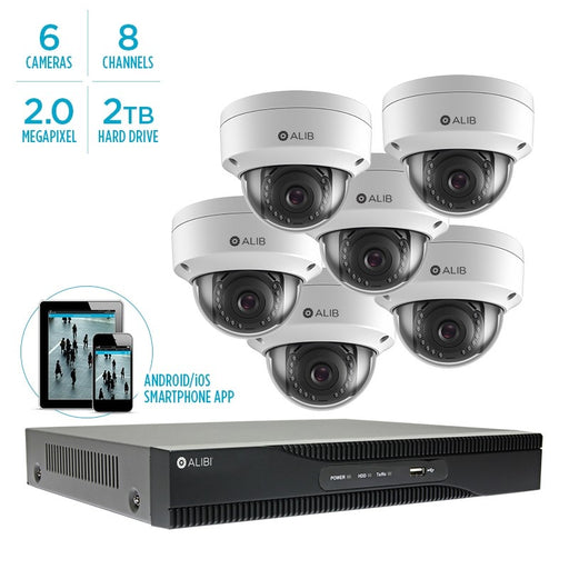 Alibi 2MP 6-Camera 100' IR IP Outdoor Security System, With 8-Channel NVR And 2TB HDD - Alibi - Ally Security