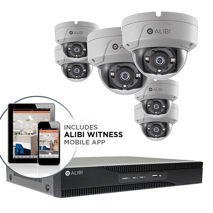 Alibi 5 MP 6-Camera 65' IR HD-TVI Hybrid+ Vandalproof Security System, With 8-Channel DVR And 2TB HDD - Alibi - Ally Security