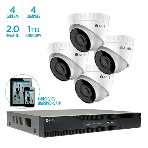 Alibi 4MP 4-Camera 100' IR IP Outdoor Security System, With 4-Channel NVR And 1TB HDD - Alibi - Ally Security