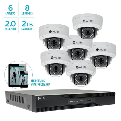 Alibi 4MP 6-Camera 100' IR IP Outdoor Security System, With 8-Channel NVR And 2TB HDD - Alibi - Ally Security
