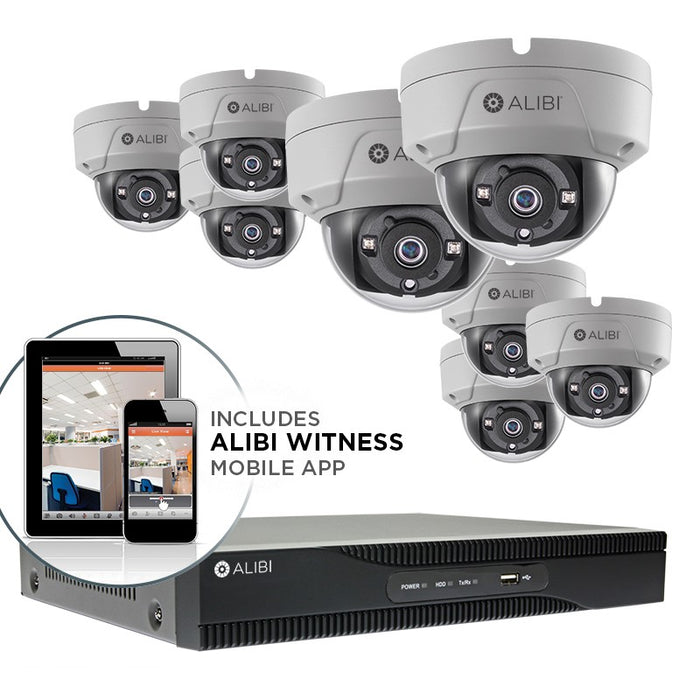 Alibi 5 MP 8-Camera 65' IR HD-TVI Hybrid+ Vandalproof Security System, With 16-Channel DVR And 2TB HDD - Alibi - Ally Security