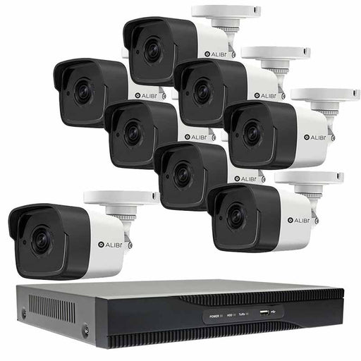 8-Camera 5.0 Megapixel 65' IR HD-TVI Hybrid+ Outdoor Security Camera System With 16-Channel DVR - Alibi - Ally Security