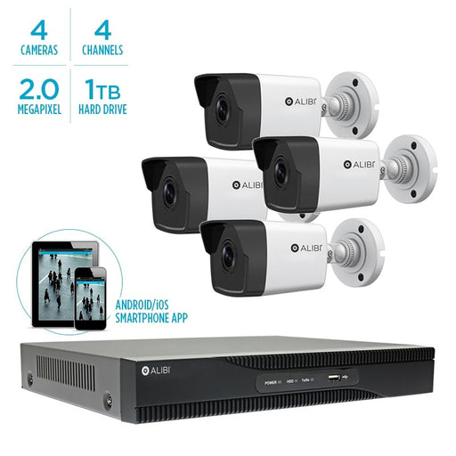 Alibi 4-Camera 2.0 MP Starlight 65' IR Hd Hybrid+ Outdoor System With 4-Channel DVR - Alibi - Ally Security