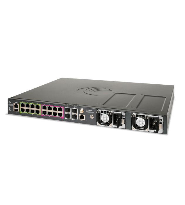 Cambium Networks - cnMatrix TX 2020R-P, Intelligent Ethernet PoE Switch, Cambium Sync, 16 x 1gbps and 4 SFP+, Removeable & Redundant Power Supplies (not included) - no pwr cord - MXTX2020GxPA10